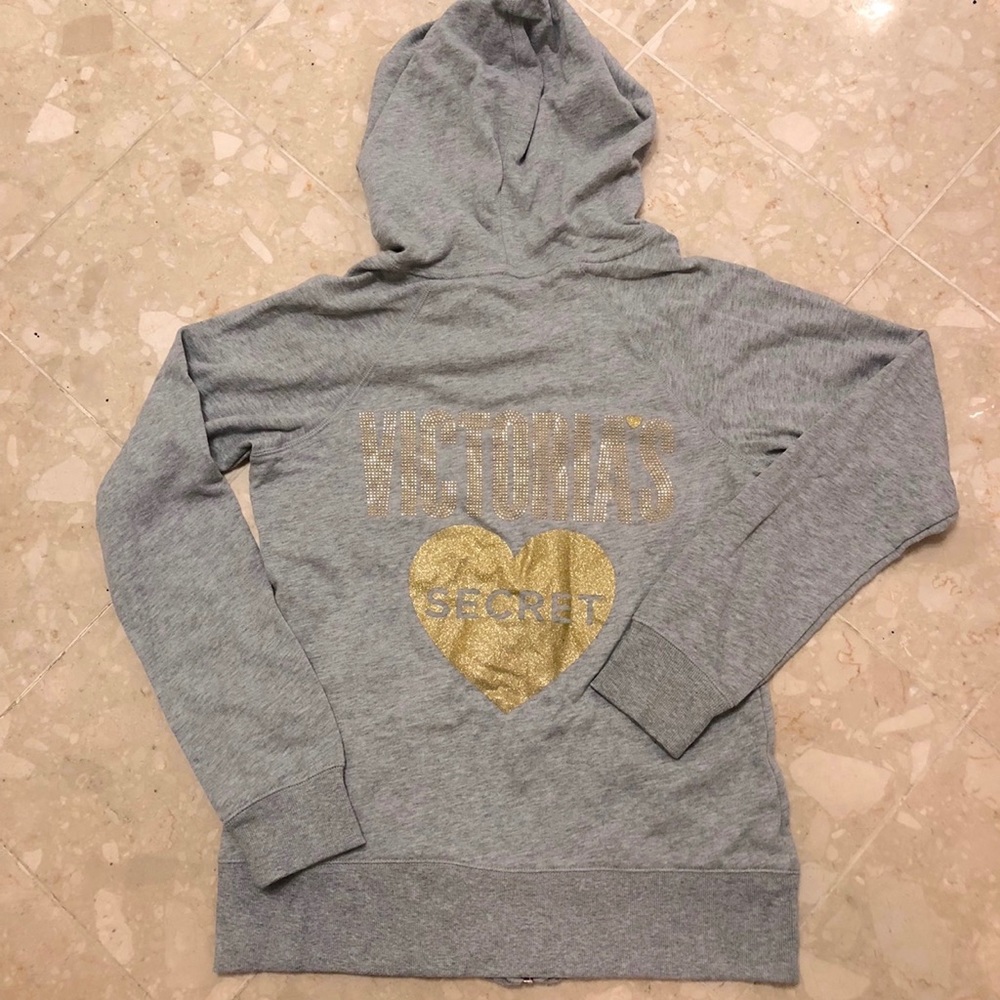 NWT Victoria’s Secret Gray Bling Zipup Hoodie (M)